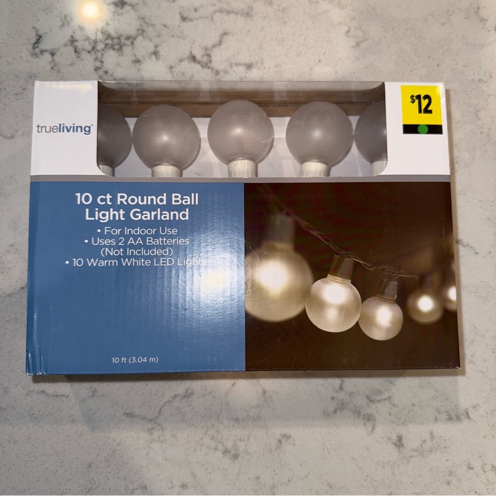 NIB-(2) Trueliving Battery Operated Round Ball Light Garland - Picture 2 of 4